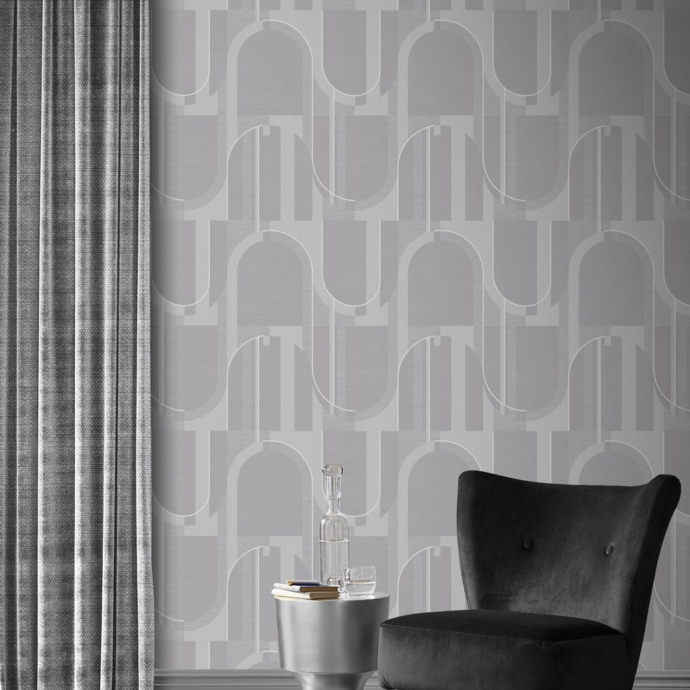 Marcia Geometric Wallpaper 118012 by Graham & Brown in Grey